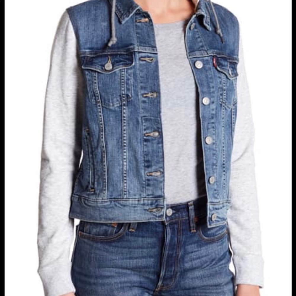 LEVIS!hybrid hooded trucker jacket